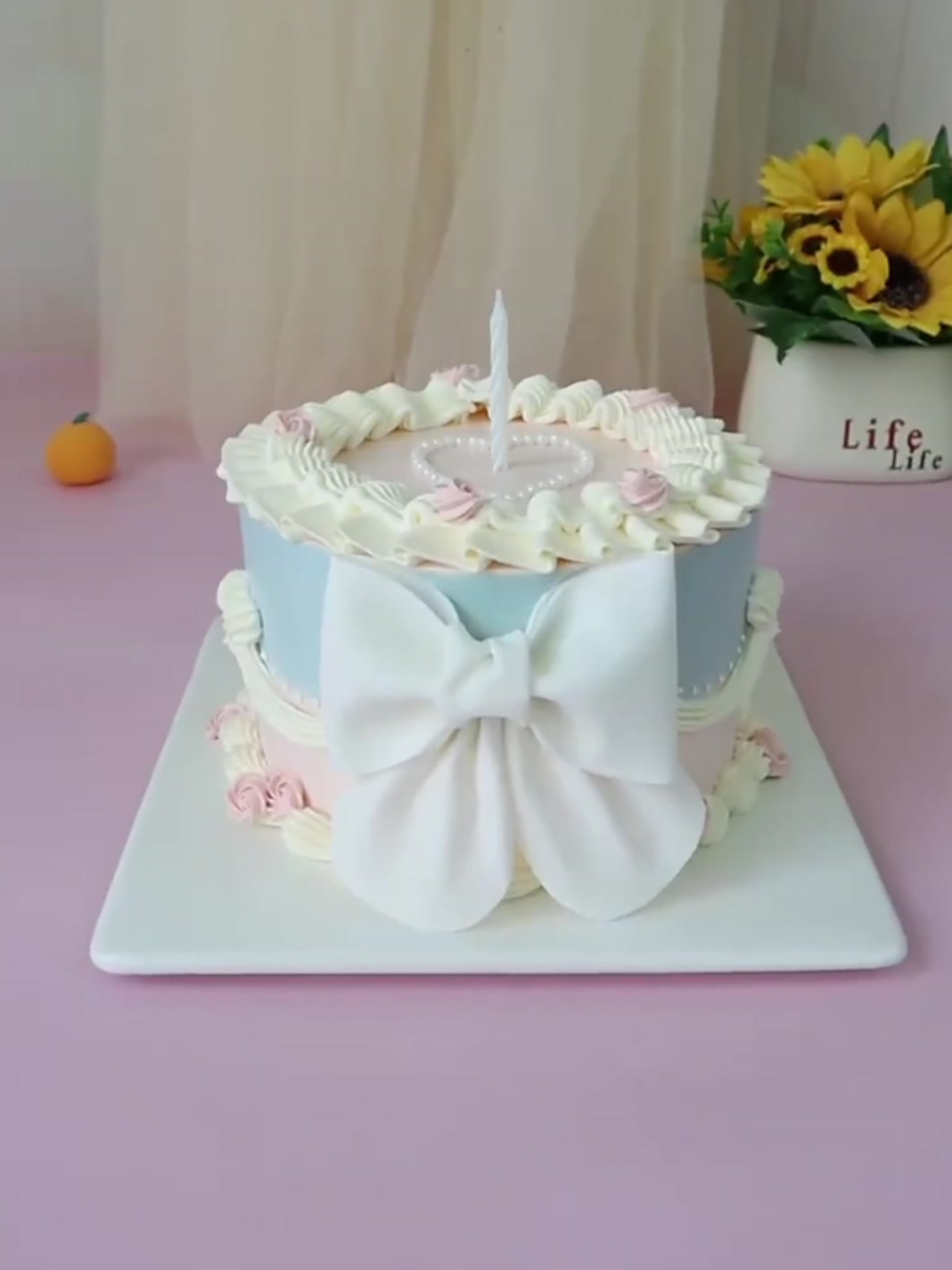 蝴蝶结软生日糖蛋糕装饰