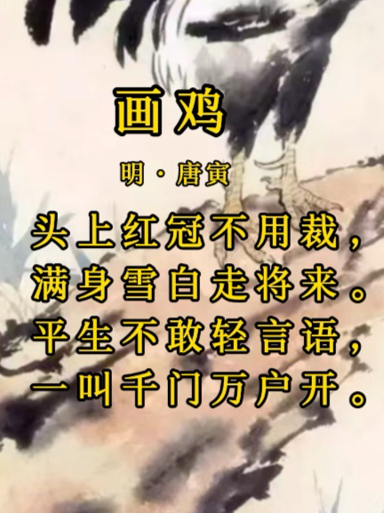 古诗词之唐寅《画鸡》,每天读一首