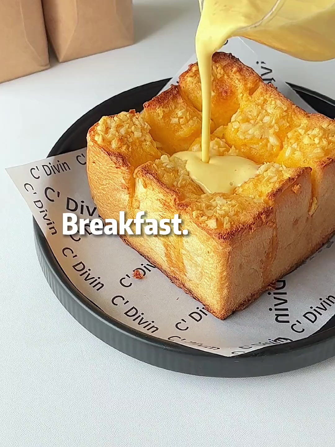 蒜香芝士厚吐司,香迷糊的元气早餐