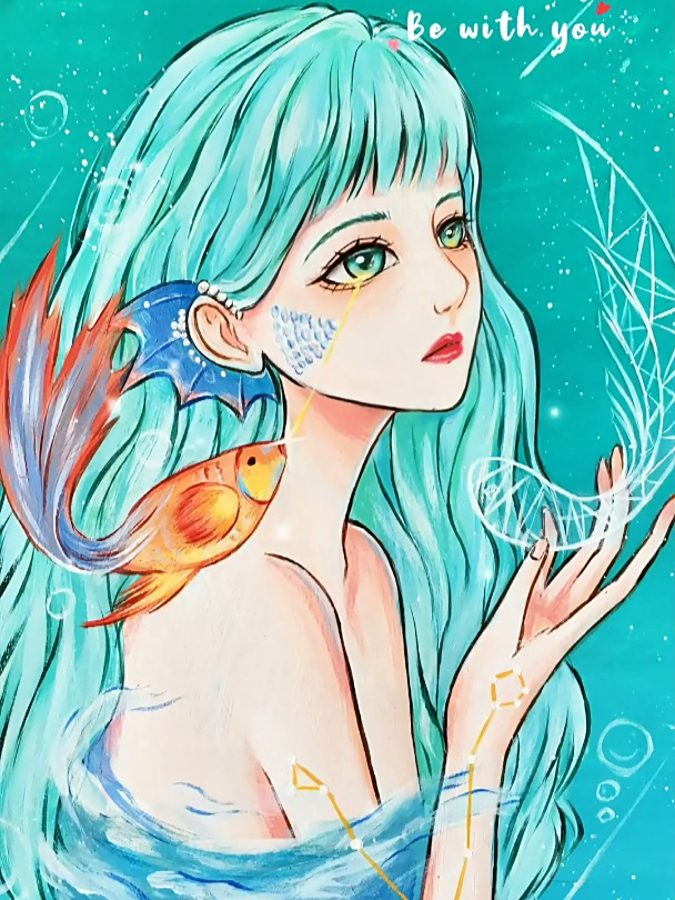 双鱼座的小姐姐,这样画也太有感觉了吧~