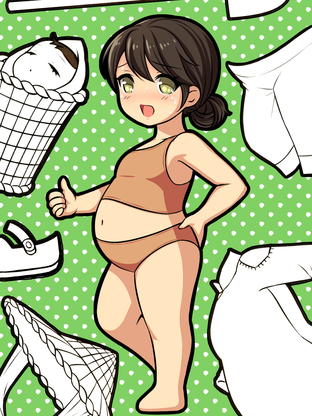 给正在干农活的二胎妈妈画上服装填色 procreate二次元Q版绘画