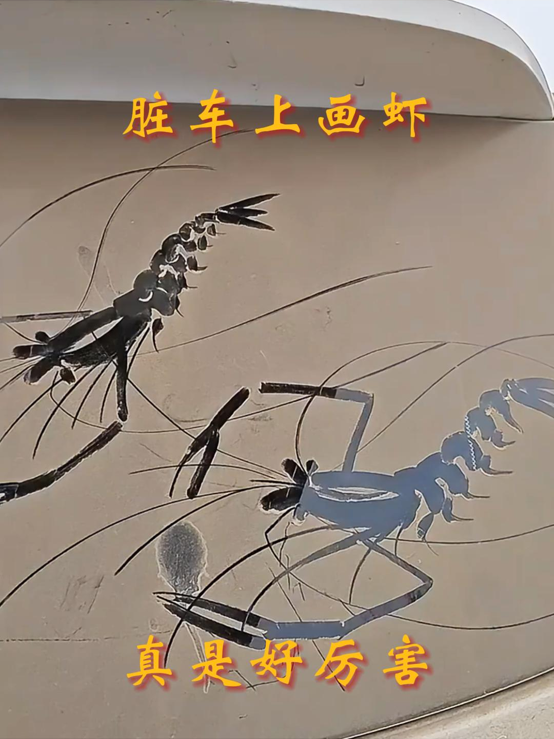 脏车上画虾,真是好厉害!