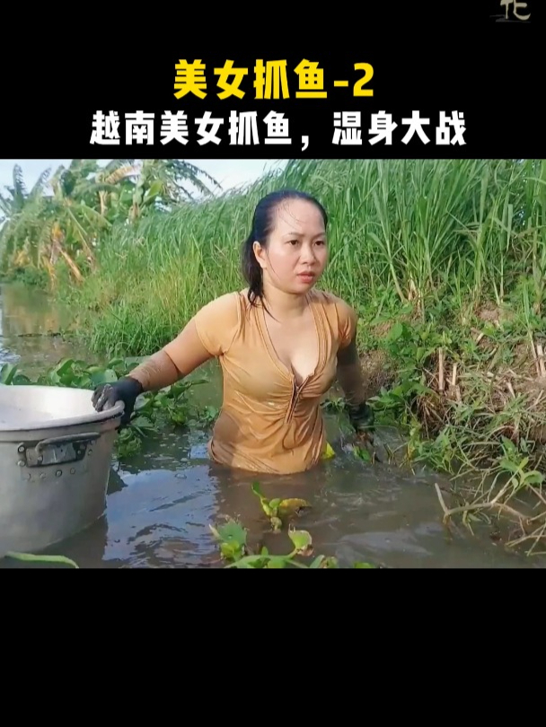越南美女下水抓鱼,这才是真正的湿身大战,你羡慕了吗?(二)