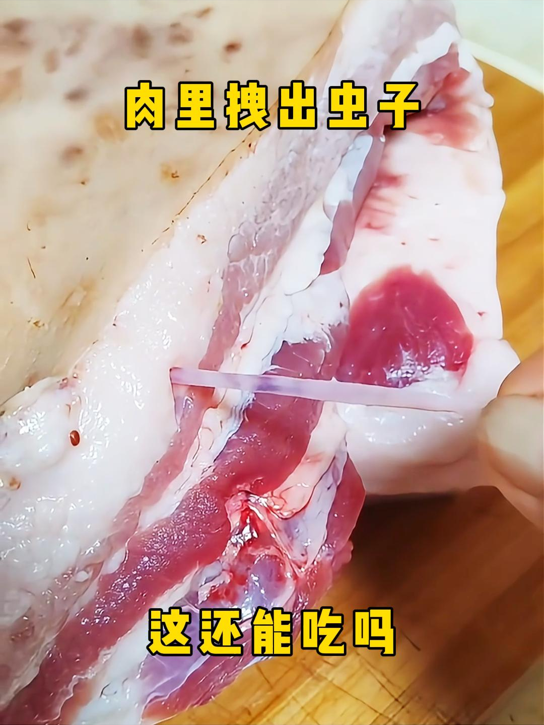 肉里拽出虫子,这还能吃吗?