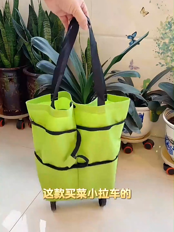 老人买菜不方便提的,用这个折叠小拉车,轻松又省力,非常好用!