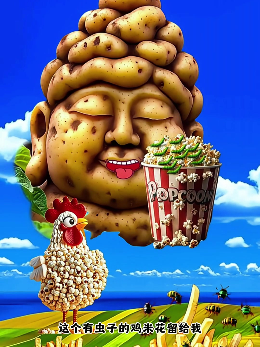 这个有虫子的鸡米花留给我!
