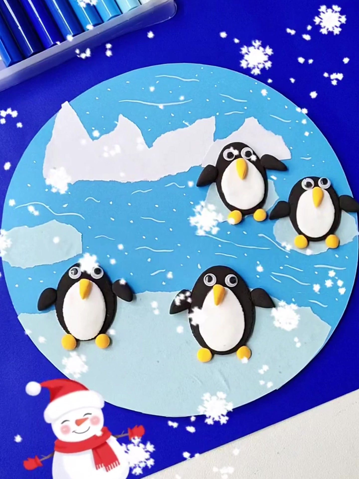 创意手工粘贴画—冰川上的企鹅