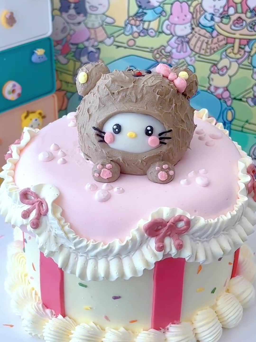 沉浸式制作黄油kitty猫蛋糕