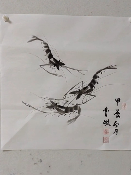 简单几笔,学会水墨虾画法