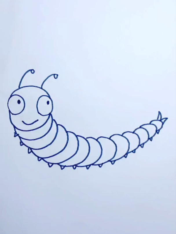用大圆小圆画毛毛虫简笔画