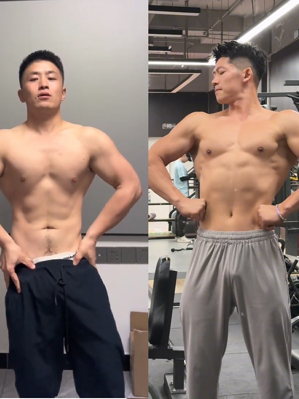 肌肉帅哥身材对比