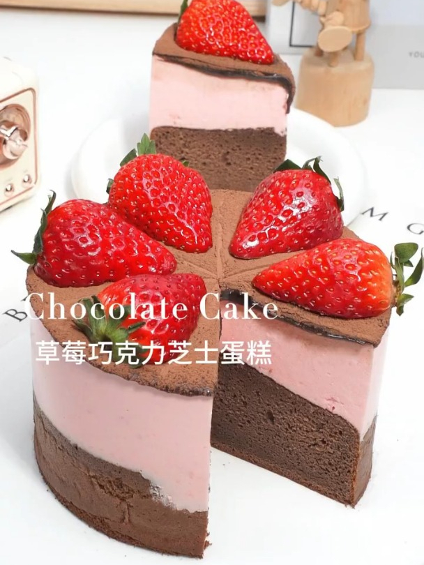 巧克力控!草莓巧克力芝士蛋糕,细腻丝滑