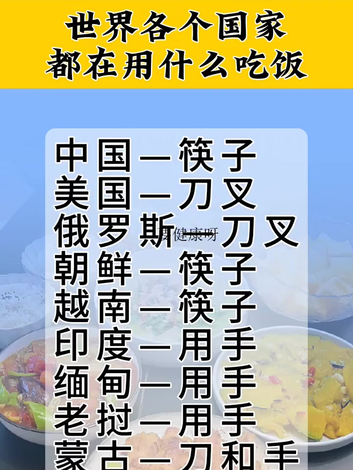 世界各个国家都在用什么吃饭
