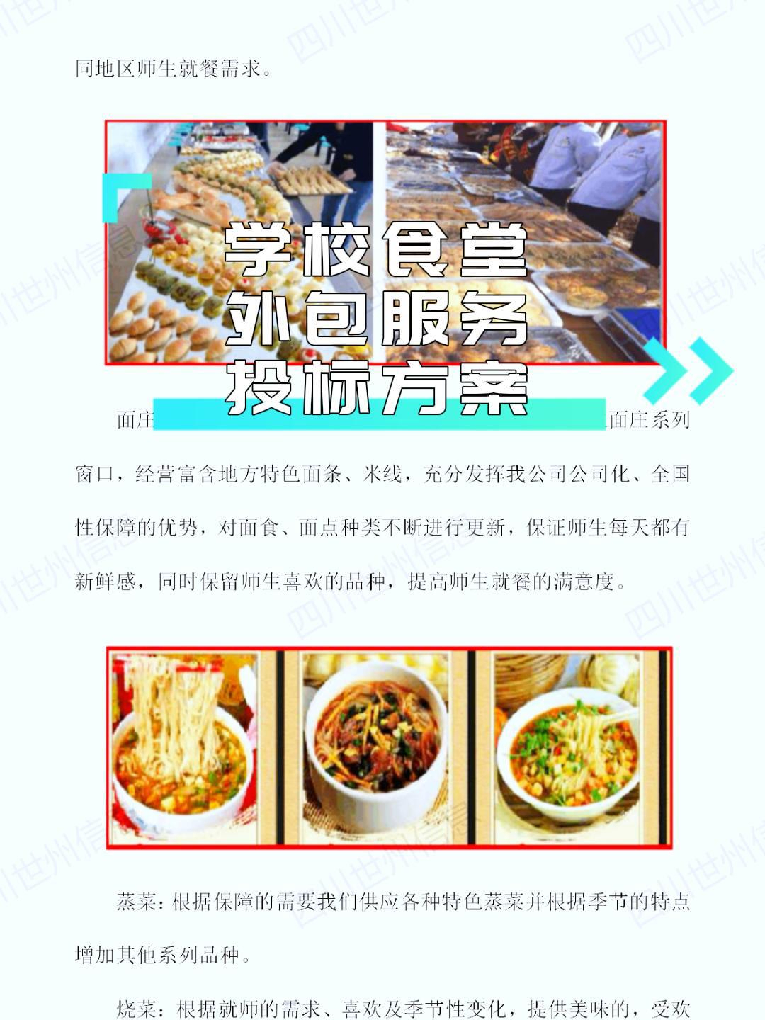 学校食堂外包服务投标方案编制 攀枝花代写标书 专业制作投标文件