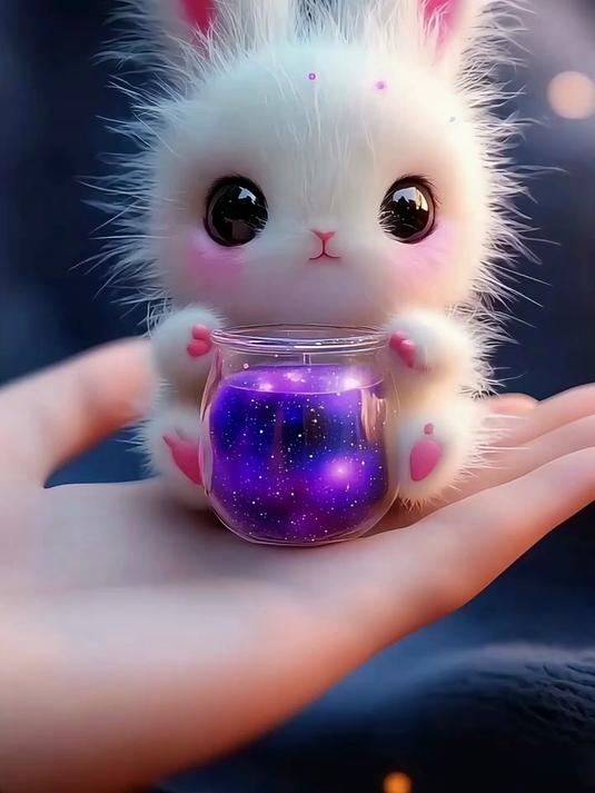 可爱的粉色小兔子喝银河奶茶，这么好看的兔兔你见过吗？