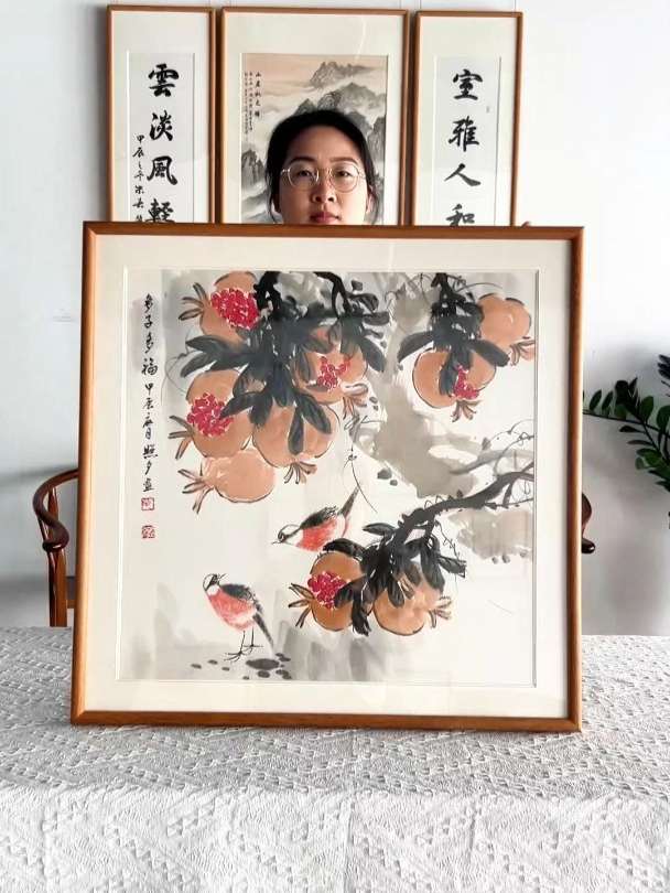 手绘原创国画,挂在家里大气典雅 新中式挂画 客厅画 国画牡丹花