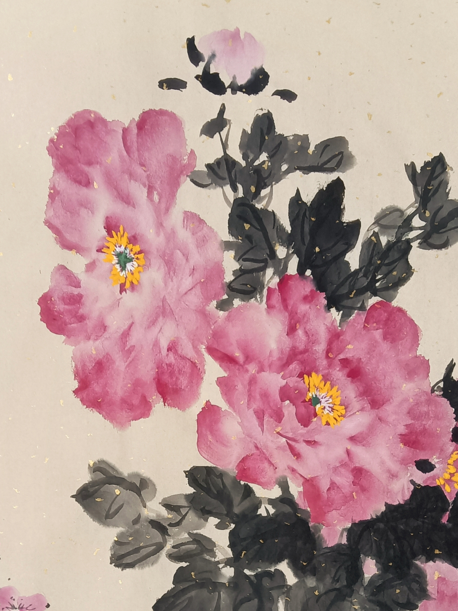 国画牡丹梅花柿子(上)