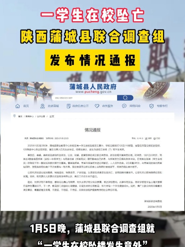 陕西蒲城县联合调查组发布情况通报