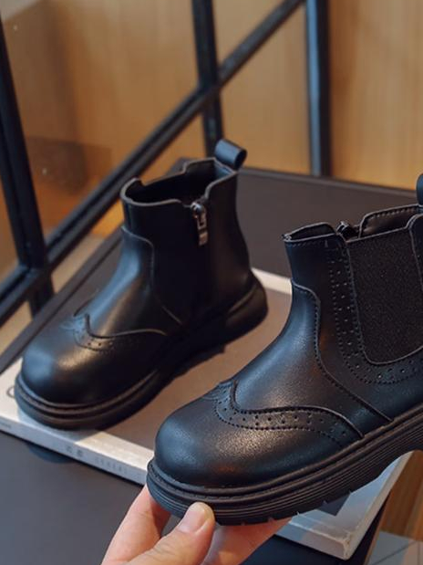 G.DUCK小黄鸭儿童马丁靴女童靴子秋冬新款时尚皮靴软底防滑靴