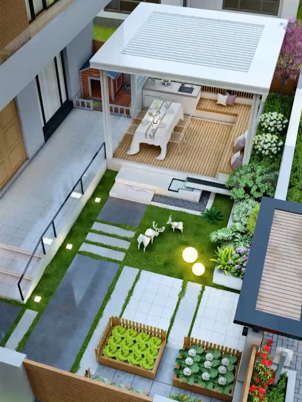 90平院子凉亭水景菜地 都想要 不如这么规划