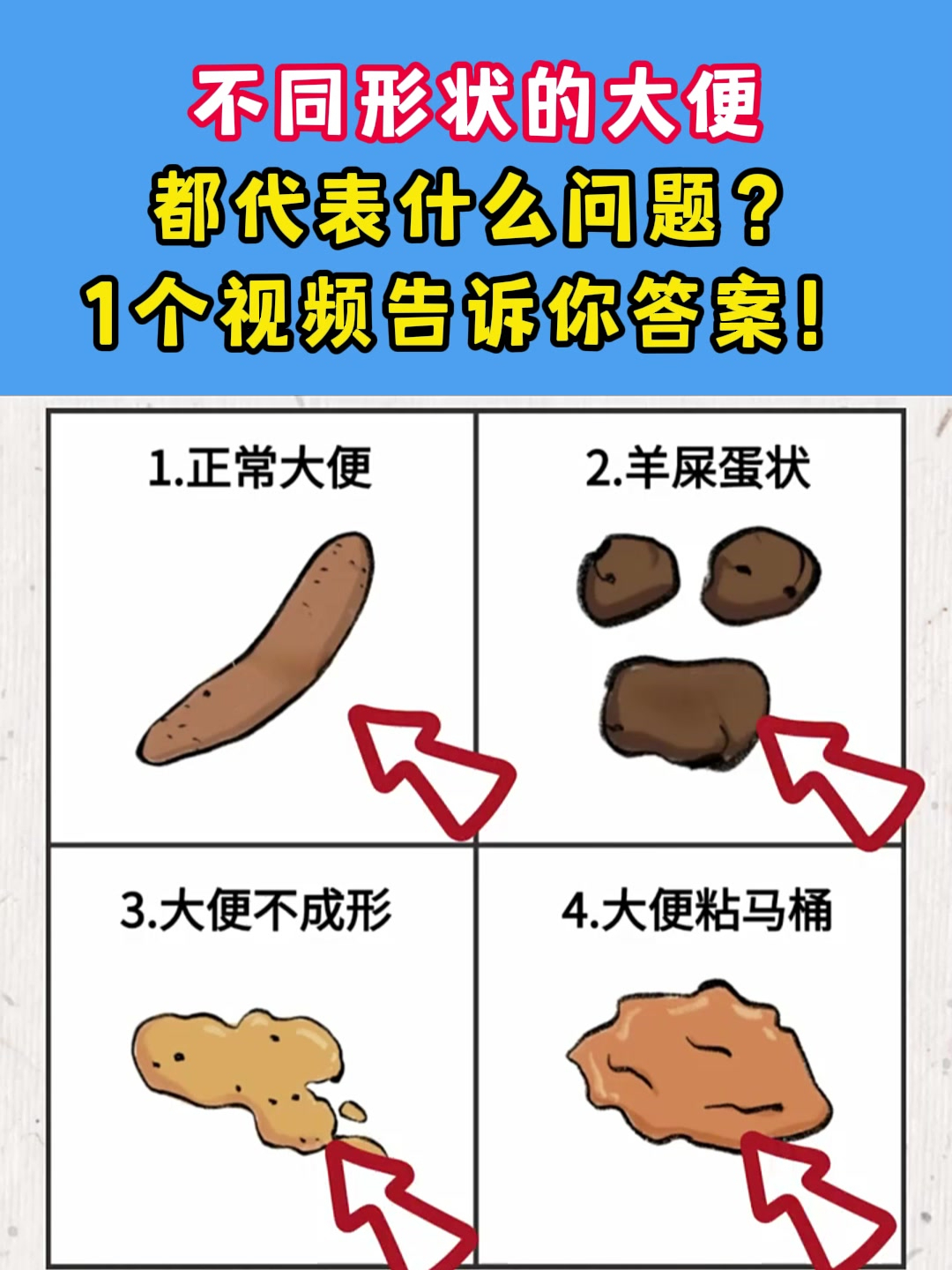 不同形状的大便,都代表什么问题?1个视频告诉你答案!