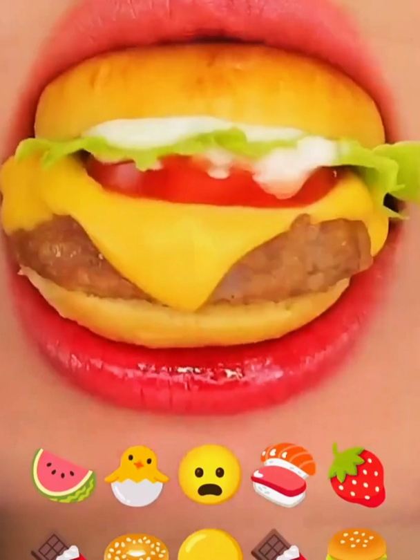 「emoji吃播」咀嚼音 mini汉堡包