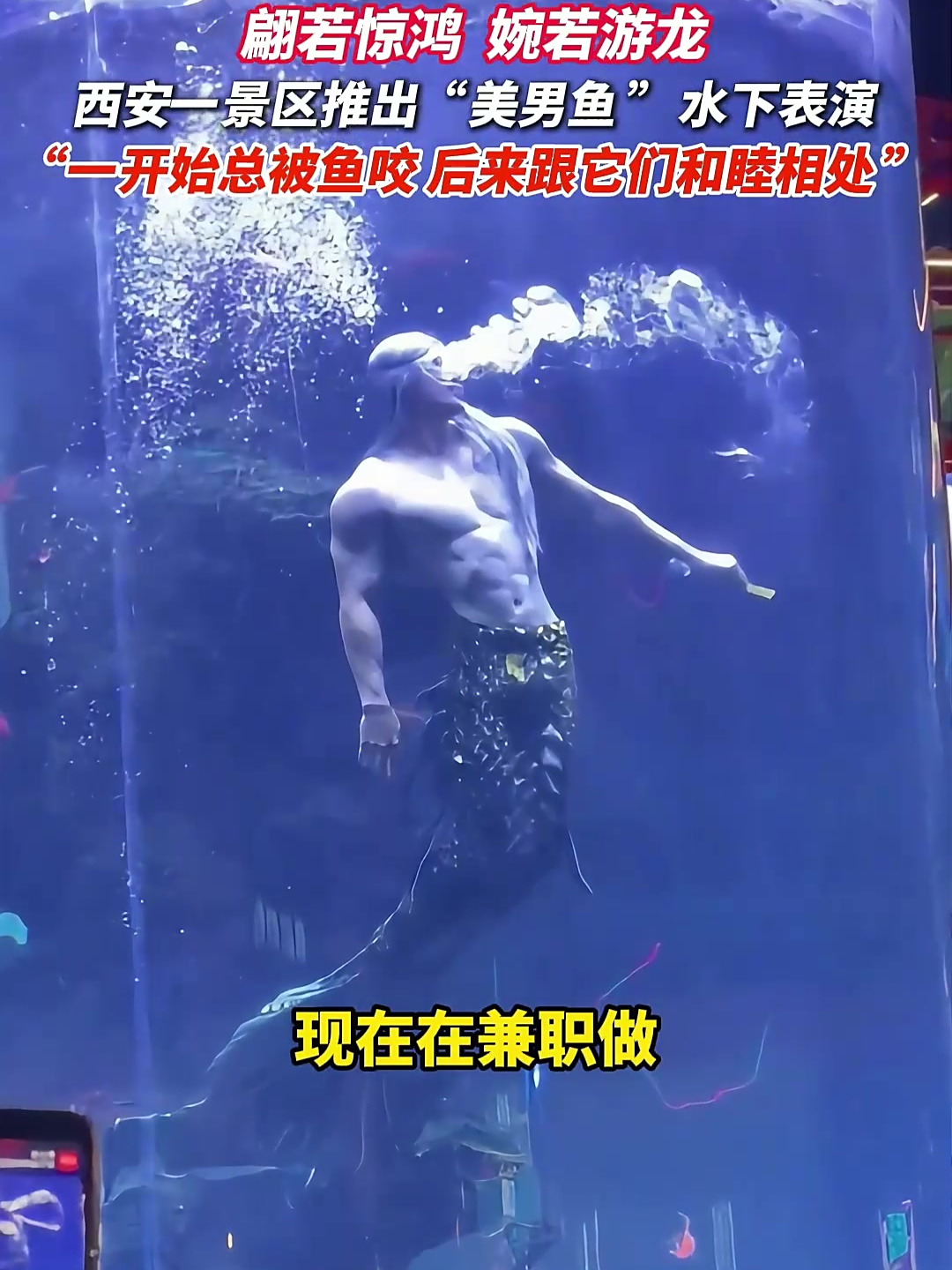 西安一景区凭“美男鱼 ”的八块腹肌人鱼线火出圈