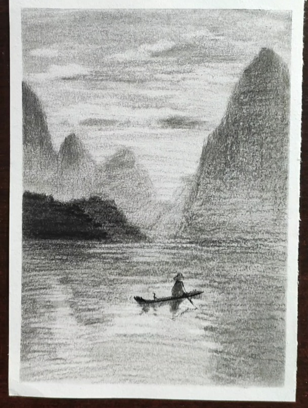 素描山水绘画步骤,小白看一遍轻松学会