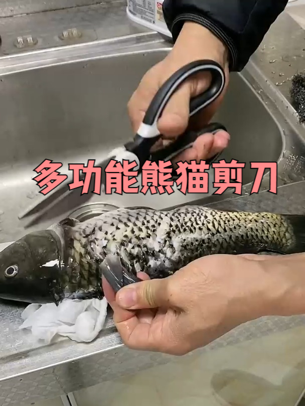 不锈钢熊猫形剪刀。剪鱼剪鸡鸭鹅厨房专用剪刀!