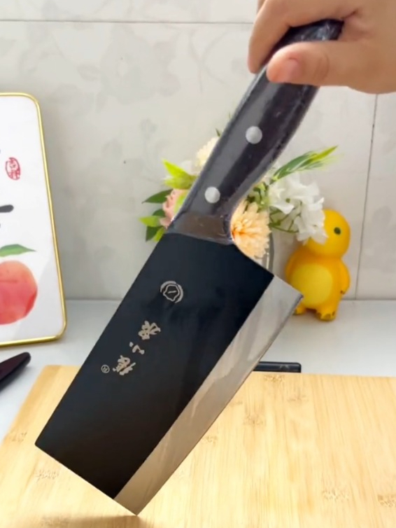 张小泉黑武士斩切两用刀,前切后斩家用菜刀,精钢锻造