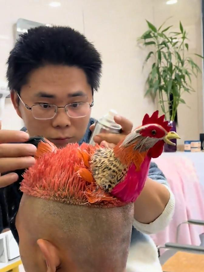 男子做了个“公鸡发型”,不知有谁能驾驭这个发型