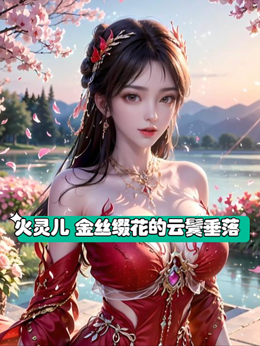 AI壁纸 火灵儿 金丝缀花的云鬓垂落