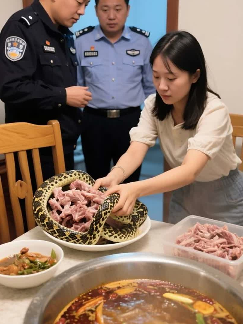 女子买3斤蛇肉做火锅，丈夫闻味异常报警，警察上门：这不是蛇肉