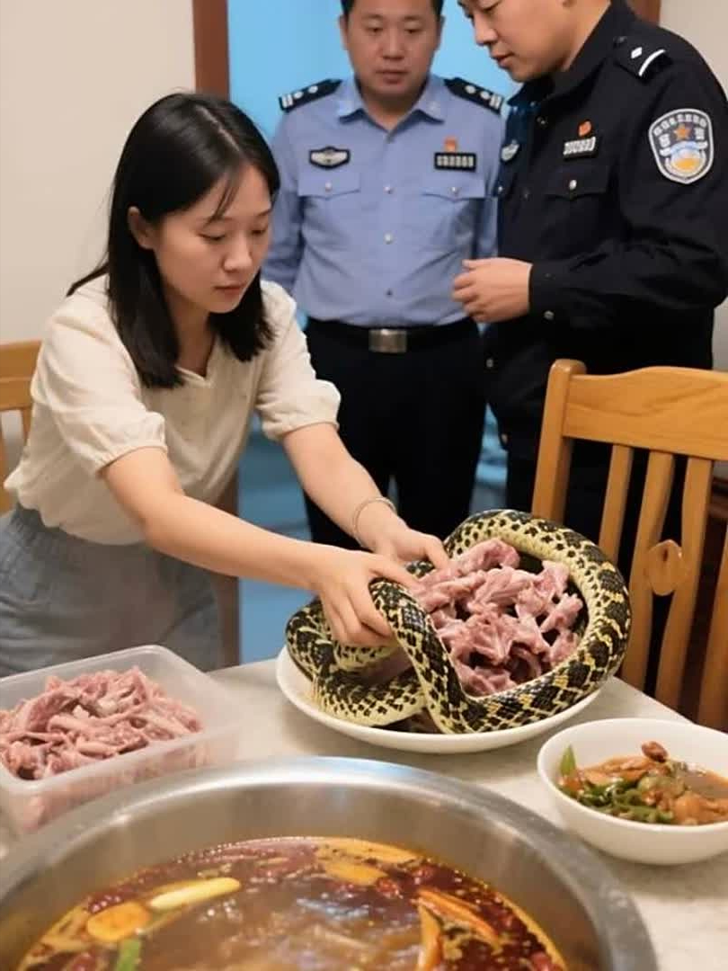 女子买3斤蛇肉做火锅，丈夫闻味异常报警，警察上门：这不是蛇肉
