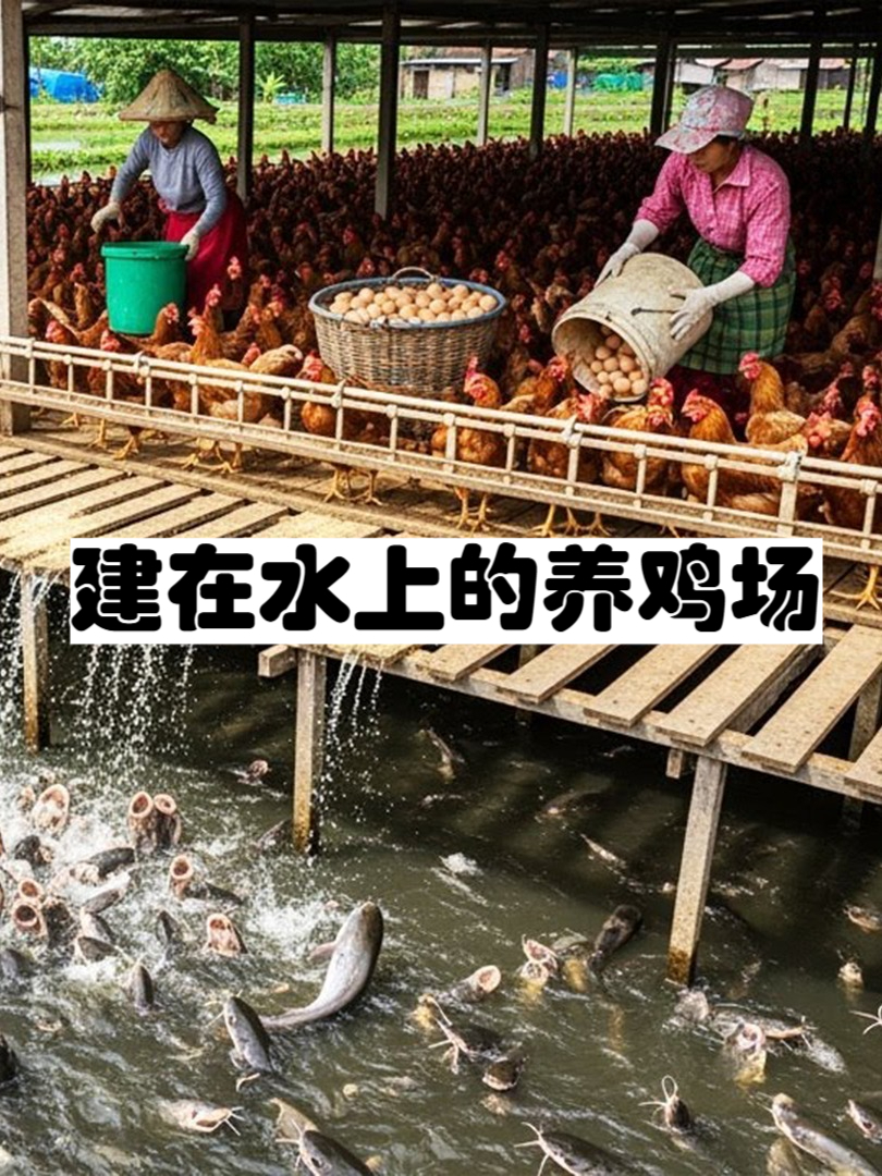 建立在水上的养鸡场