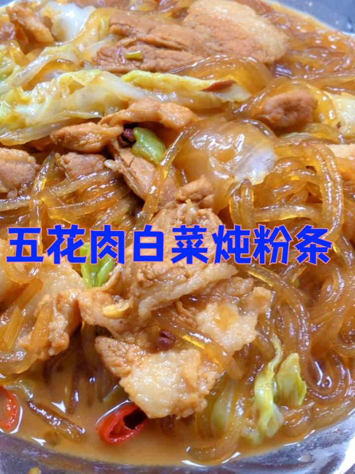 五花肉白菜炖粉条,肉香寖透粉条,一口鲜到骨子里 好吃的家常菜