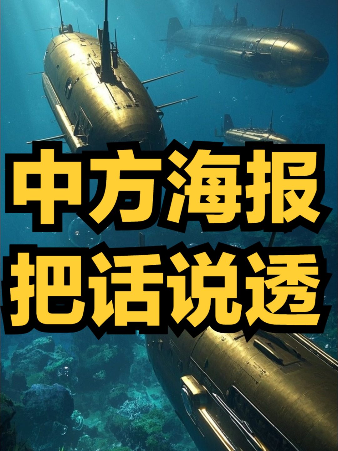 解放军海报中三艘美军核潜艇被拦截