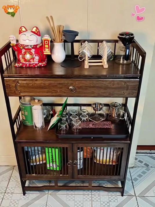 茶水柜移动新中式茶叶架置物架茶柜茶室摆件展示柜茶具茶杯收纳架