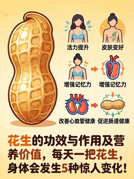 花生的功效与作用及营养价值,每天一把花生,身体会发生5种惊人变化!