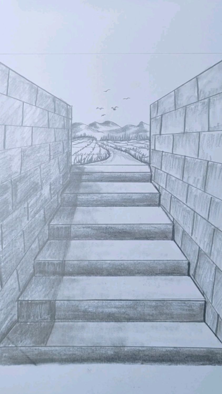 素描简笔画:教大家画楼梯