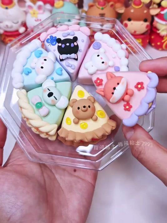 粘土教程～敲可爱小动物六拼切块蛋糕