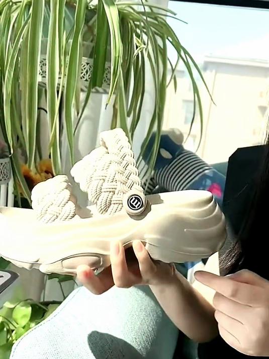 麻花厚底 EVA 凉鞋!增高百搭小众款,女士踩屎感穿鞋超轻盈～