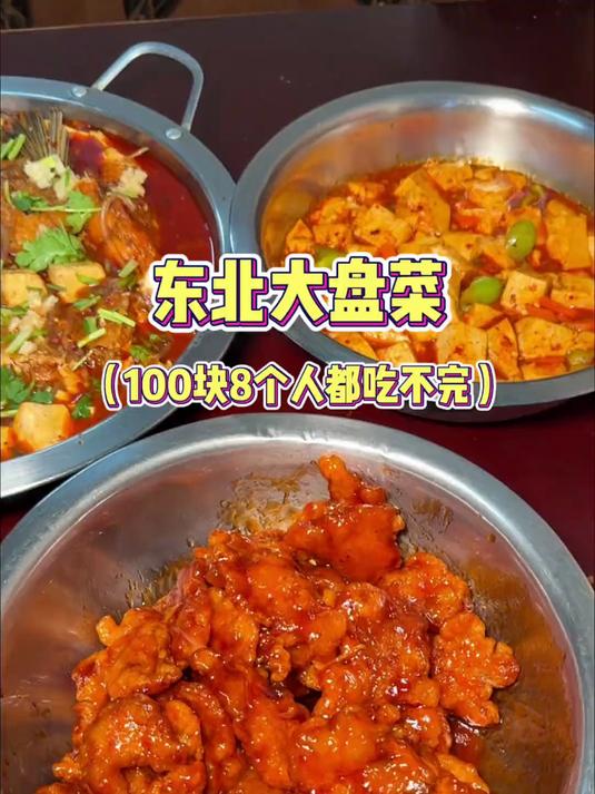 东北街头的大盘菜，100块8个人都吃不完！