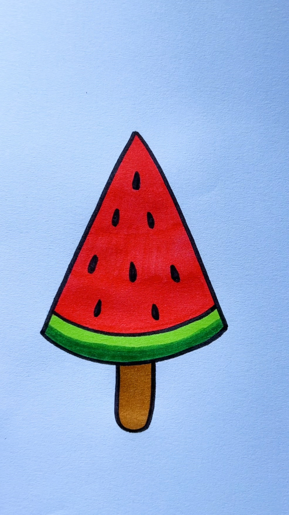 简笔画西瓜冰棍