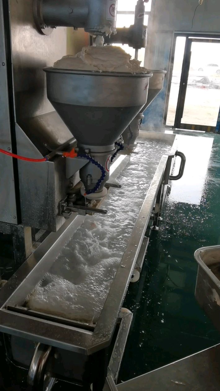 客户工厂的肉丸生产流水线#生产线#牛肉丸#成型机#水槽