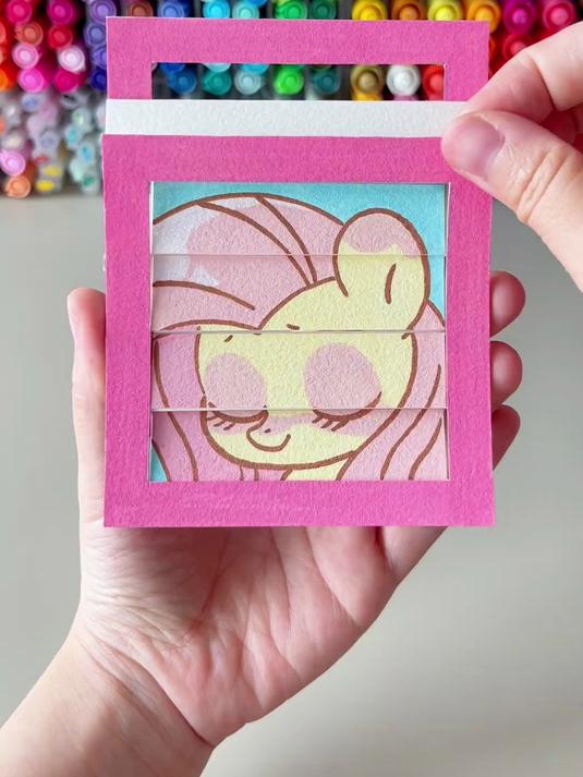 百叶窗机关手工快来唤醒柔柔手工diy简笔画解压画画强迫症治愈