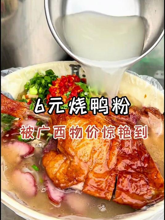 广西街边6块一碗的烧鸭粉,居然真有很多肉!