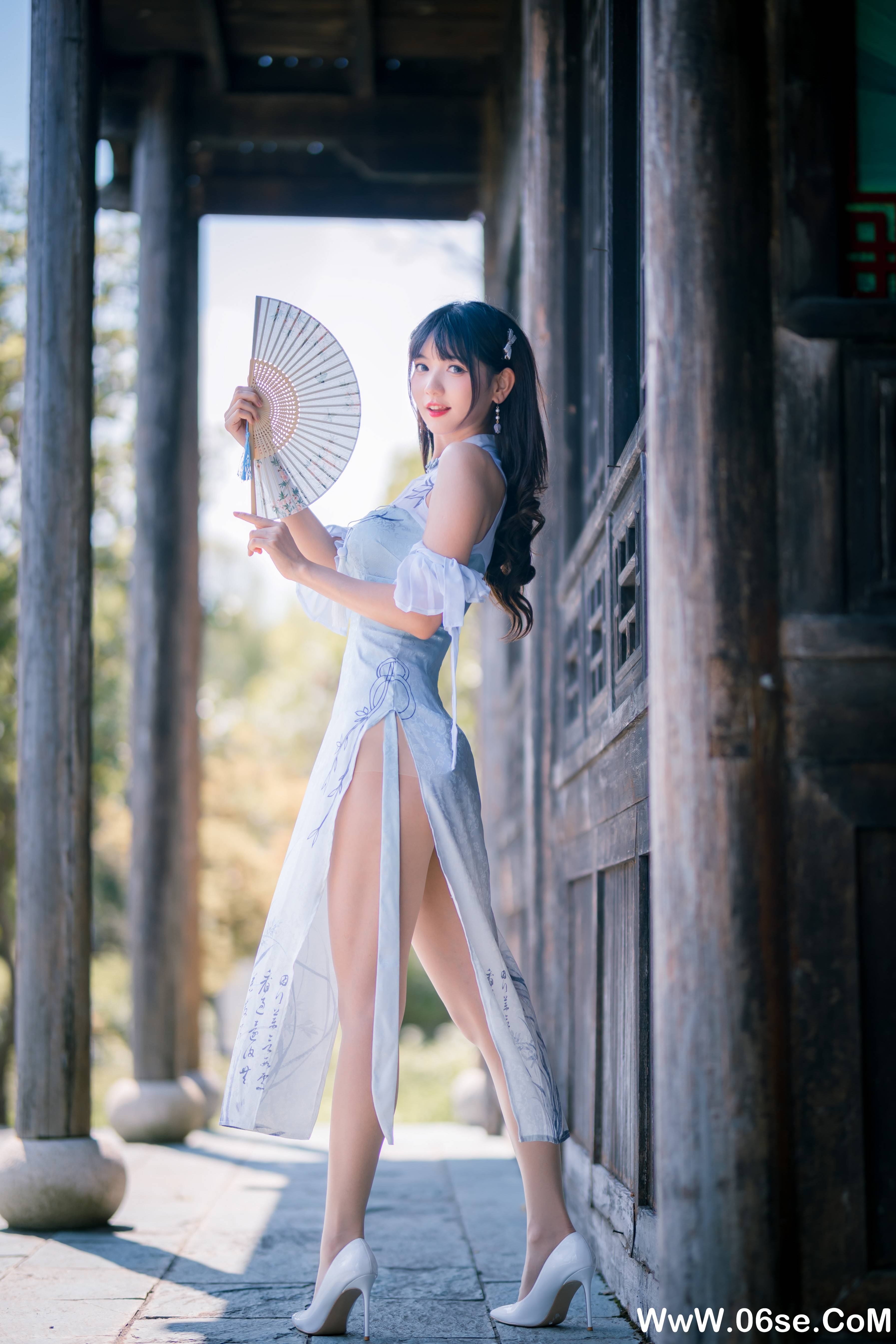 图片[12]-陆卿卿kyokyo NO.009 — 蓝色旗袍 [24P103M]-六色网