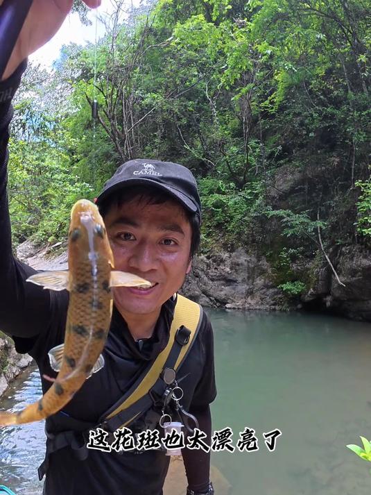 山泉野钓溪石斑,大家看看这条有多大?溜鱼10分钟拉出风线声