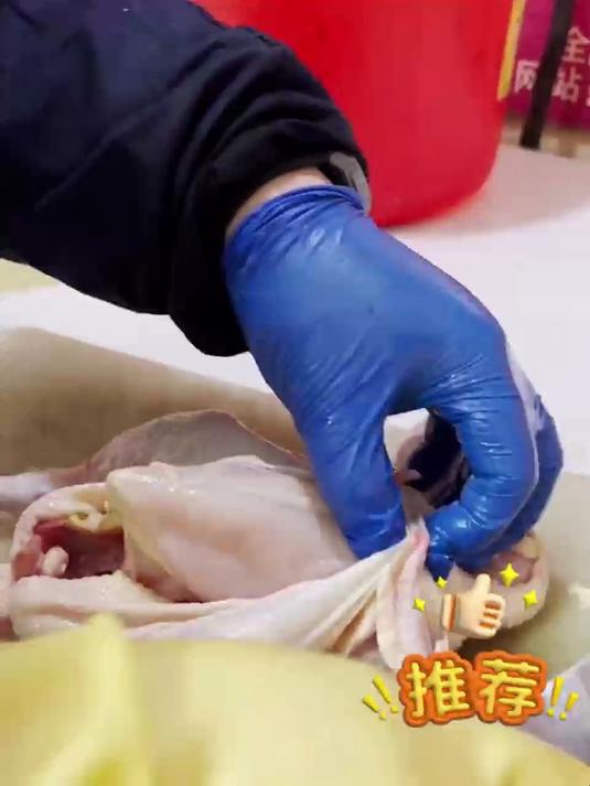 看张成荣电烤鸡架如何处理食料的